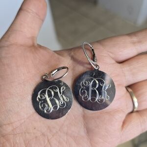 Silver Monogram Earrings